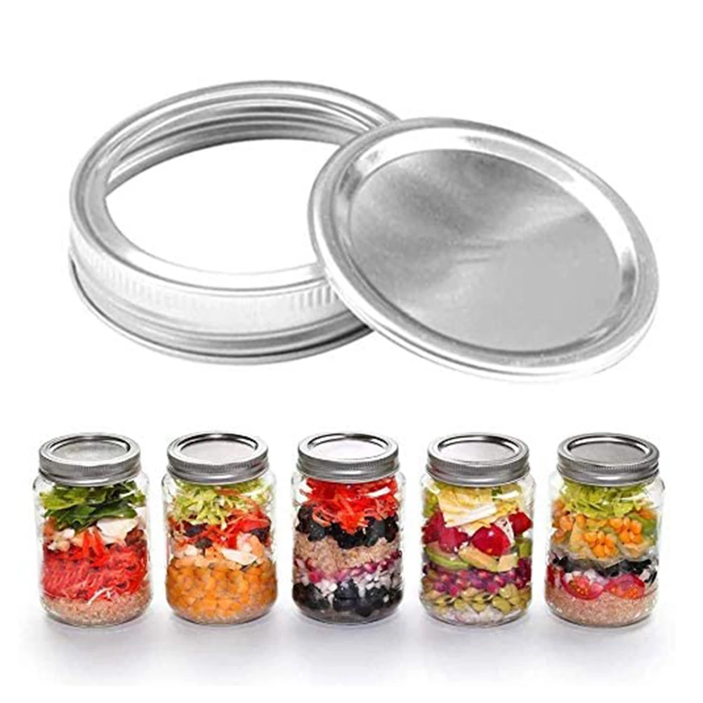 

24pcs Mason Jar Lids with Discs Kitchen Anti Rust Storage Canning Covers Stainless Steel Split-Type Mug Cup Caps US Stock