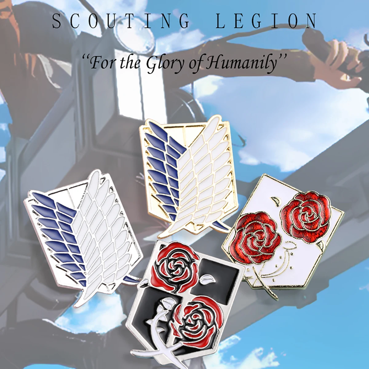 

Badge Titan Brooch Pin Wings of Liberty Freedom Scout Regiment Legion Survey Recon Corp Eren Badge Anime Metal Jewelry Wholesale