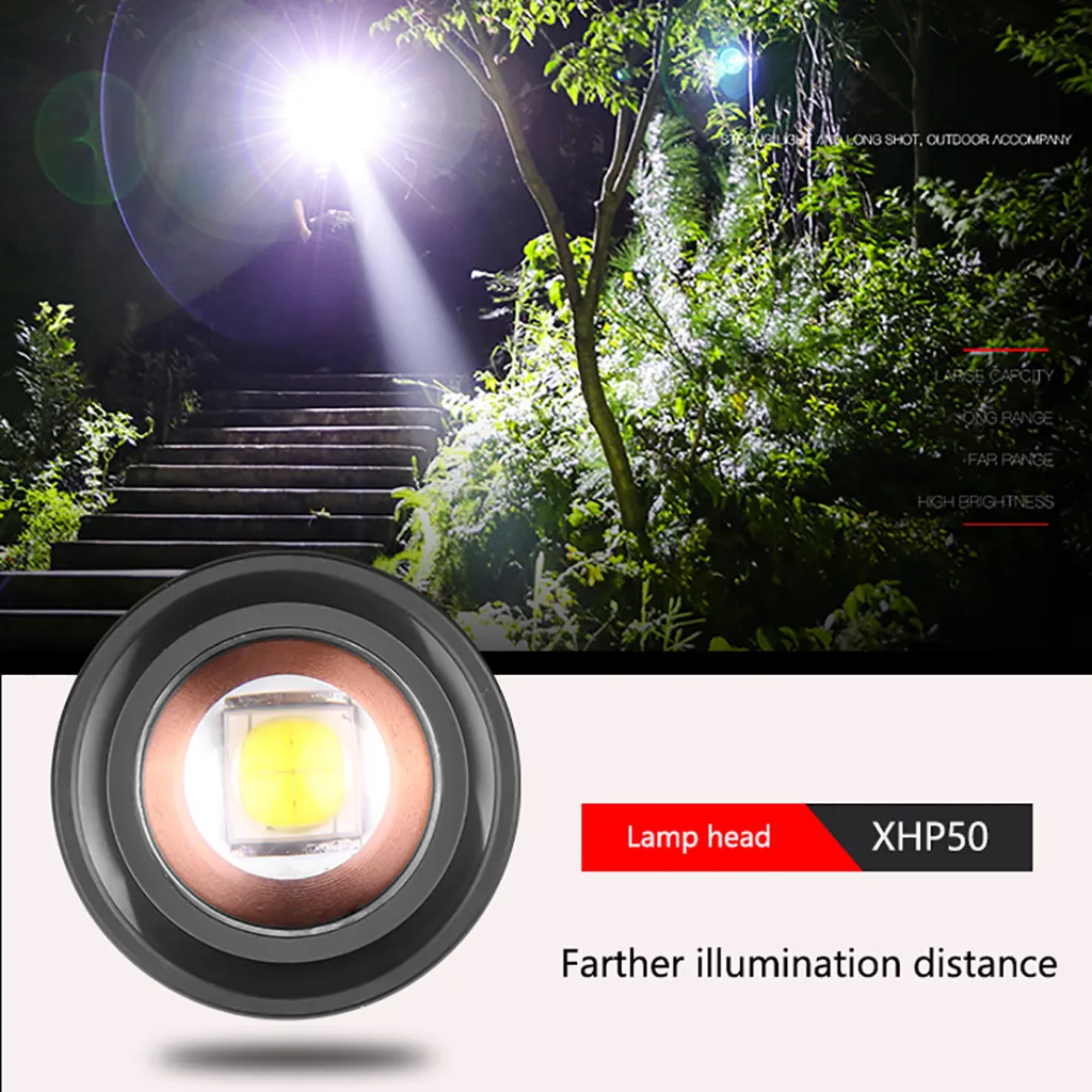 Aluminum Alloy XHP50 LED Flashlight 4 Modes Outdoor Torch Charge display Taschenlampe Jagdlampe Camping Lampe 1x18650 Battery | Лампы и