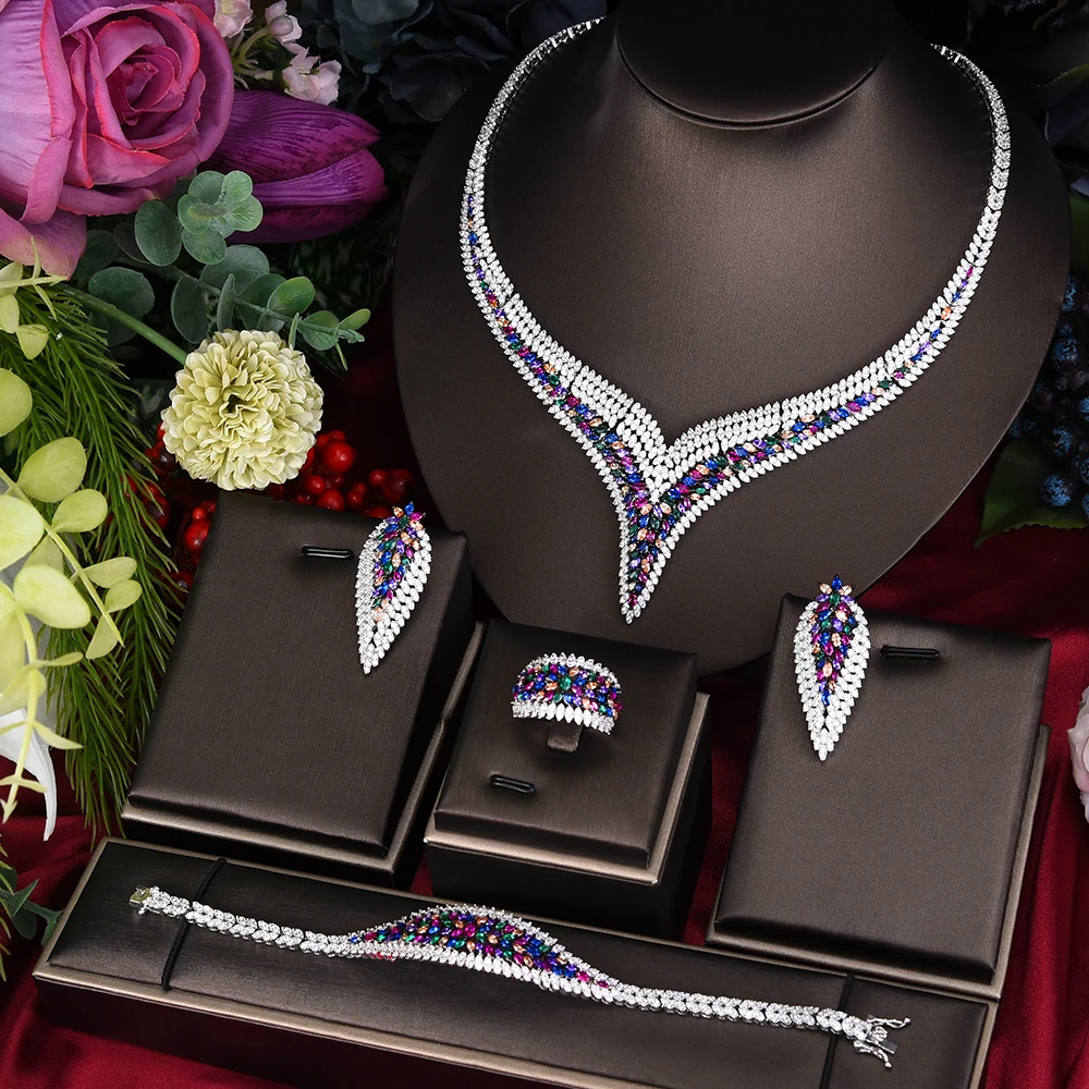 

Blachette Trendy Luxury African Cluster For Women Wedding Cubic Zirconia CZ Dubai Bridal Jewelry Set Dance Party Girlfriend Gift