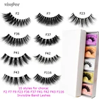 Ресницы из норки Visofree 3D оптом, прозрачные ресницы, перекрестные ресницы, прозрачная лента, накладные ресницы ручной работы, макияж, искусственные ресницы