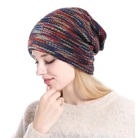 autumn winter hats for women striped knitted beanie warm skullies beanie pure color cotton caps for men gorras hombre 2021 new