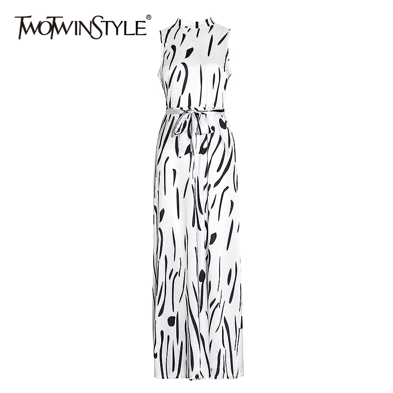 Женский полосатый комбинезон TWOTWINSTYLE весенний без рукавов с открытыми плечами и