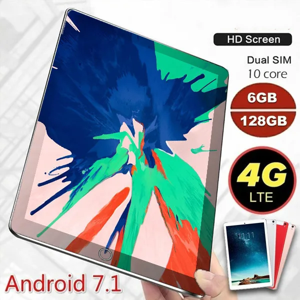 

2021 модный планшет с 6 ГБ + 128 Гб большой памяти экран 10,1 дюймов Android 9,0 планшет десять ядер 4G Wifi GPS телефон Pad