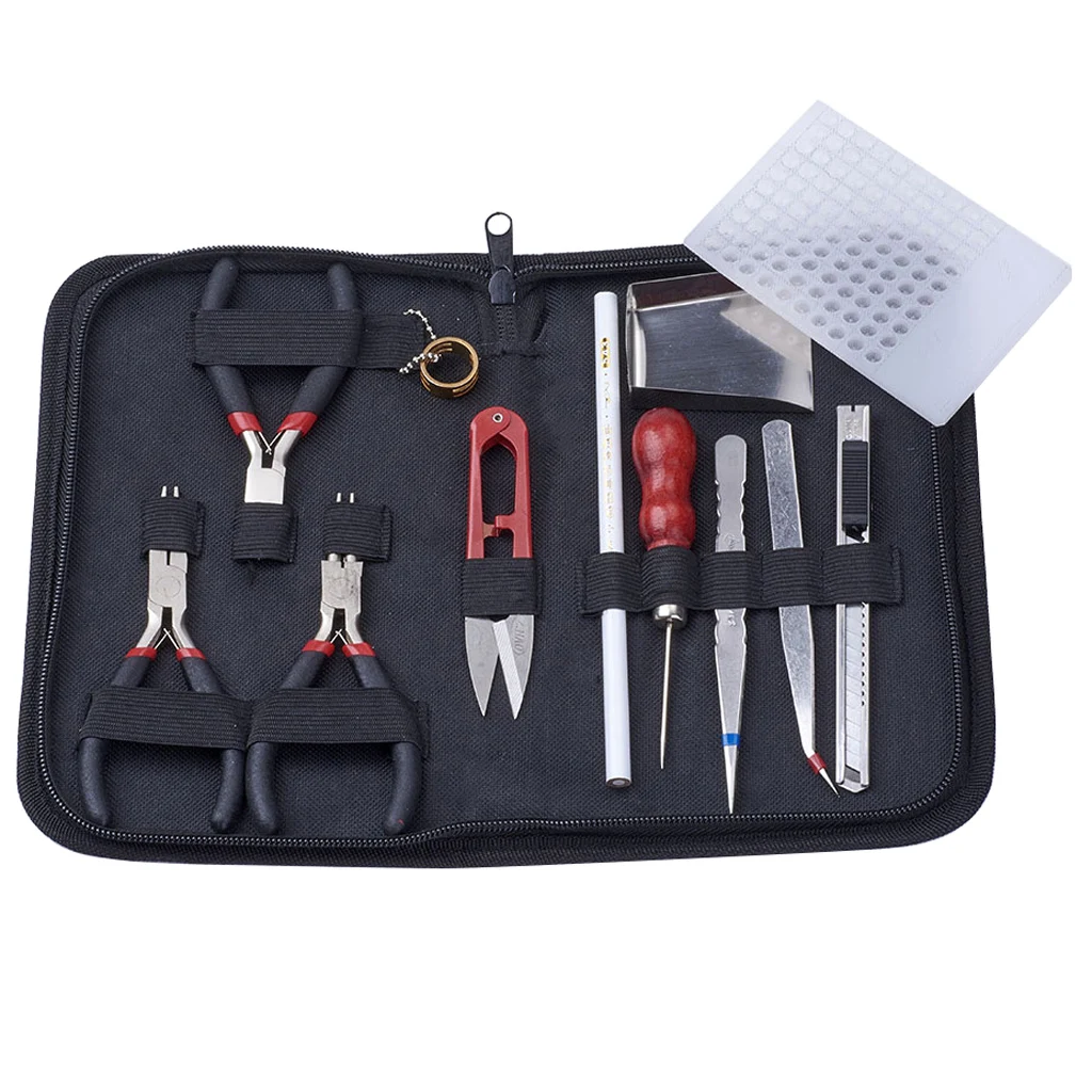 

12 шт./кор. Набор для создания украшений поставки с застежкой-молнией для хранения Чехол стартер инструментов для создания украшений для юве...