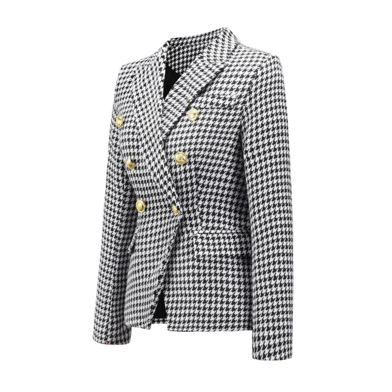 Женский двубортный Блейзер на пуговицах модный дизайнерский блейзер с