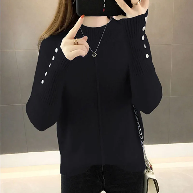 Women Sweaters and Pullovers 2019 long sleeve knit tops for women Casual Button Winter Clothing sweater thick solid 0382 | Женская