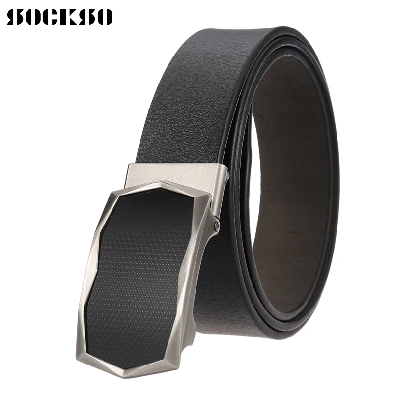 Мужской кожаный ремень с храповым механизмом автоматической пряжкой из коровьей