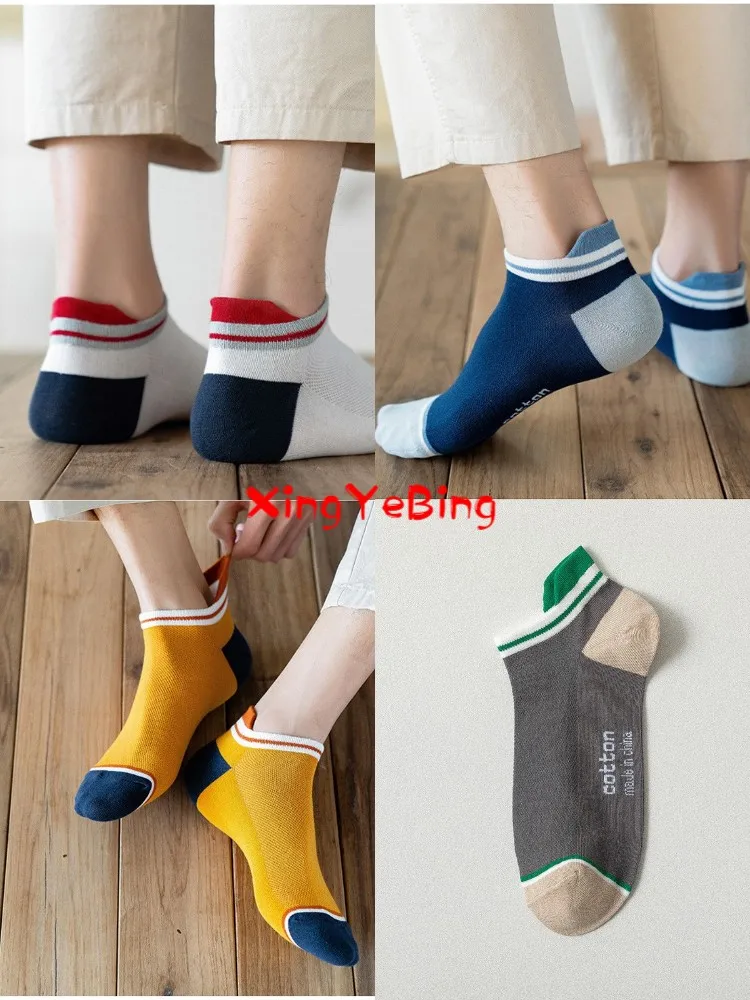 

Spring And Autumn New Socks Men Tyr Socks Sport Simple Wind Boat Socks Stripe Stitching Korean Academy Wind