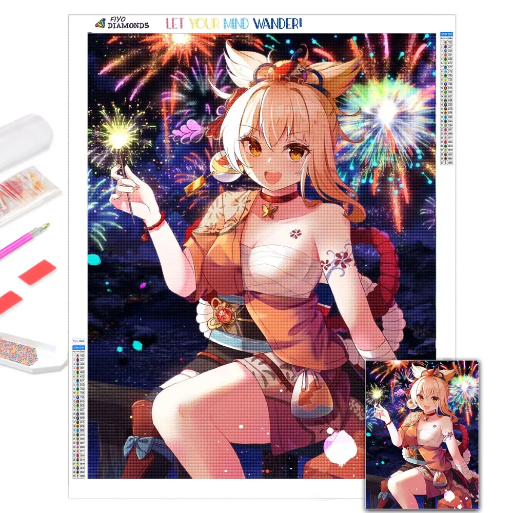 Алмазная живопись аниме Genshin ударная вышивка разразы мозаичная картина Набор для