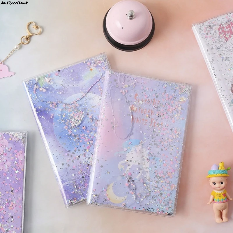 

Cute Creative Kawaii Hardcover Notebook Diary Bling Bling Quicksand Notes Book For Kids Gift Korean Stationery School Supplies