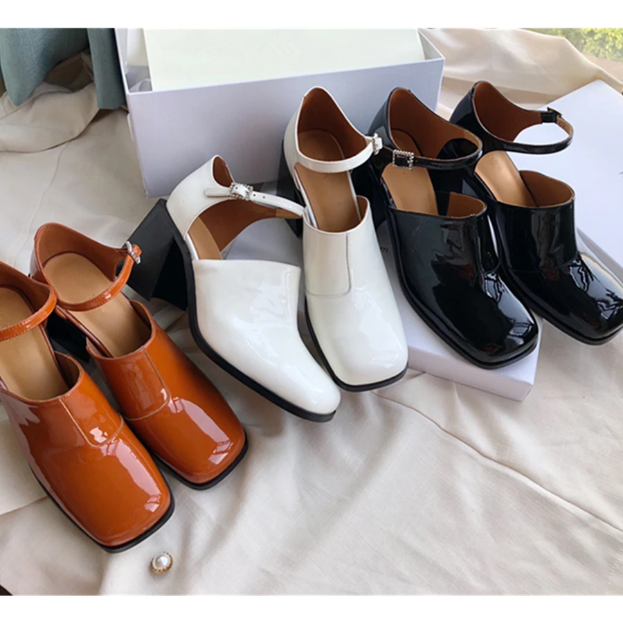 

Elmsk женская обувь Англия мода клоги сандалии для женщин Ins блоггер ретро квадратный носок Мэри Джейн высокий каблук обувь для женщин из воло...