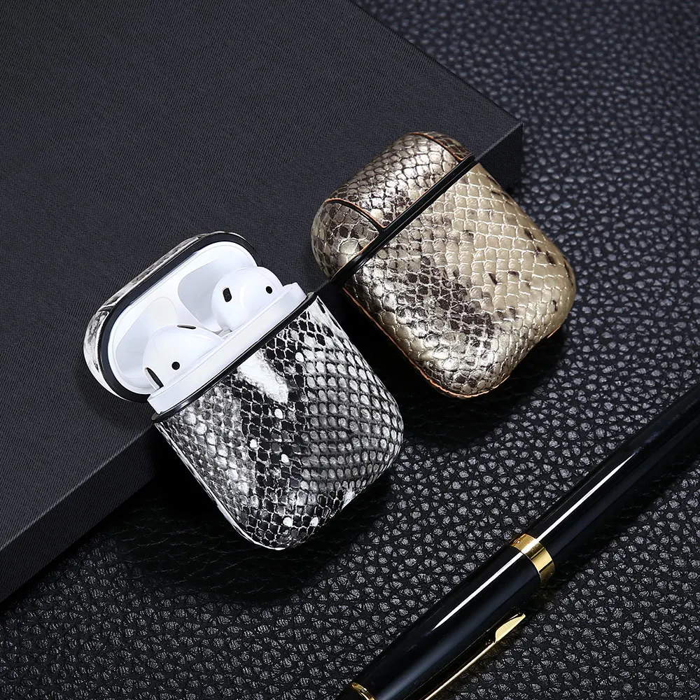 Snake Skin Earphone Case For Apple AirPods Protector Anti-lost Pouch For Air Pod Wireless Bluetooth Earphone Fashion Carcasa Bag