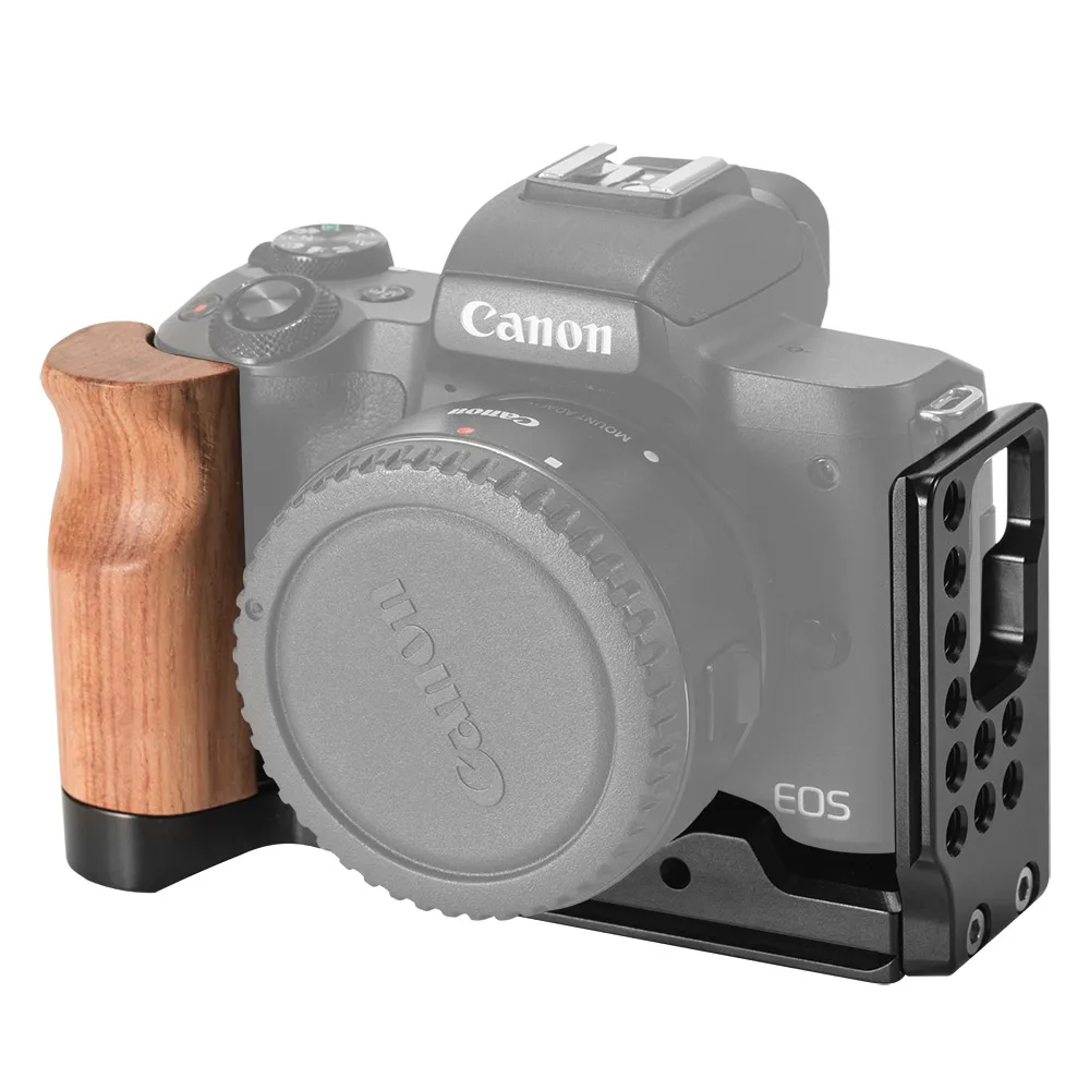 SmallRig L Пластина для Canon EOS M50 L образная Монтажная пластина Quick Release L Кронштейн пластина с деревянной ручкой-2387