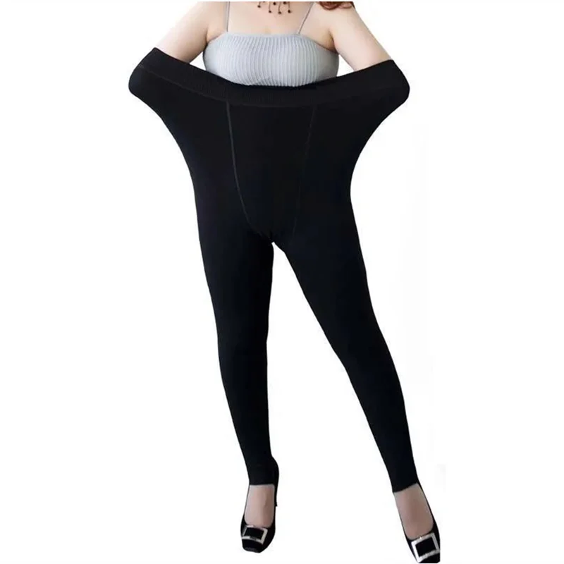 

80-130 KG Warm Leggings 2021 Women's Pants Plus Size Winter Tights Female High-Waisted Fitness Clothing Black Seamless Leggings