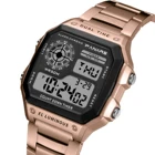 Модные мужские цифровые часы, панары из нержавеющей стали с ремешком и светодиодным дисплеем, розовое золото, 5 бар, водонепроницаемые спортивные часы, Reloj Hombre