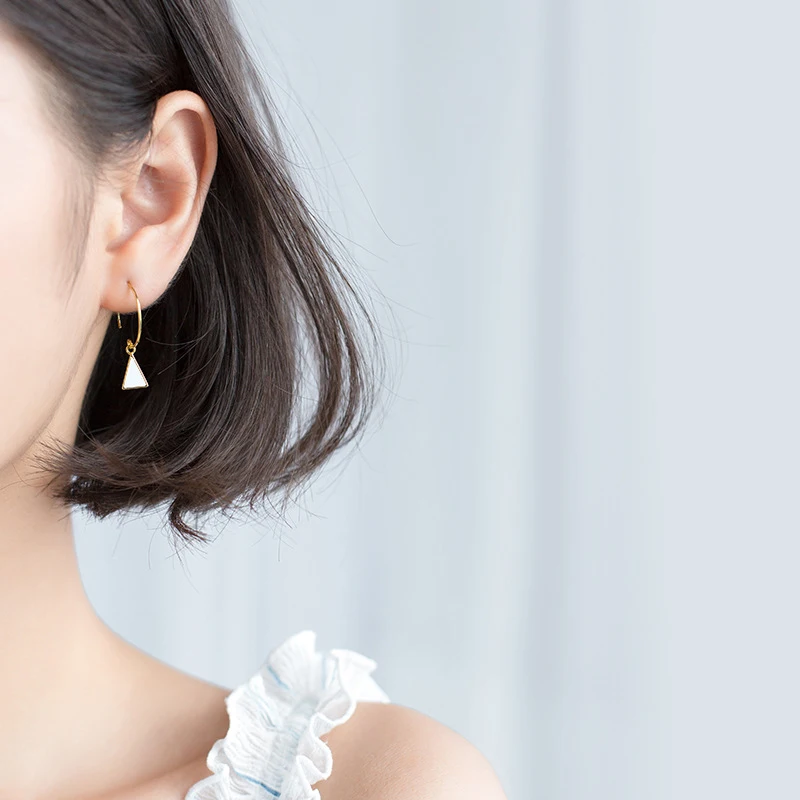 Modian треугольник черный эмалированные серьги подвески для женщин Золотой Цвет