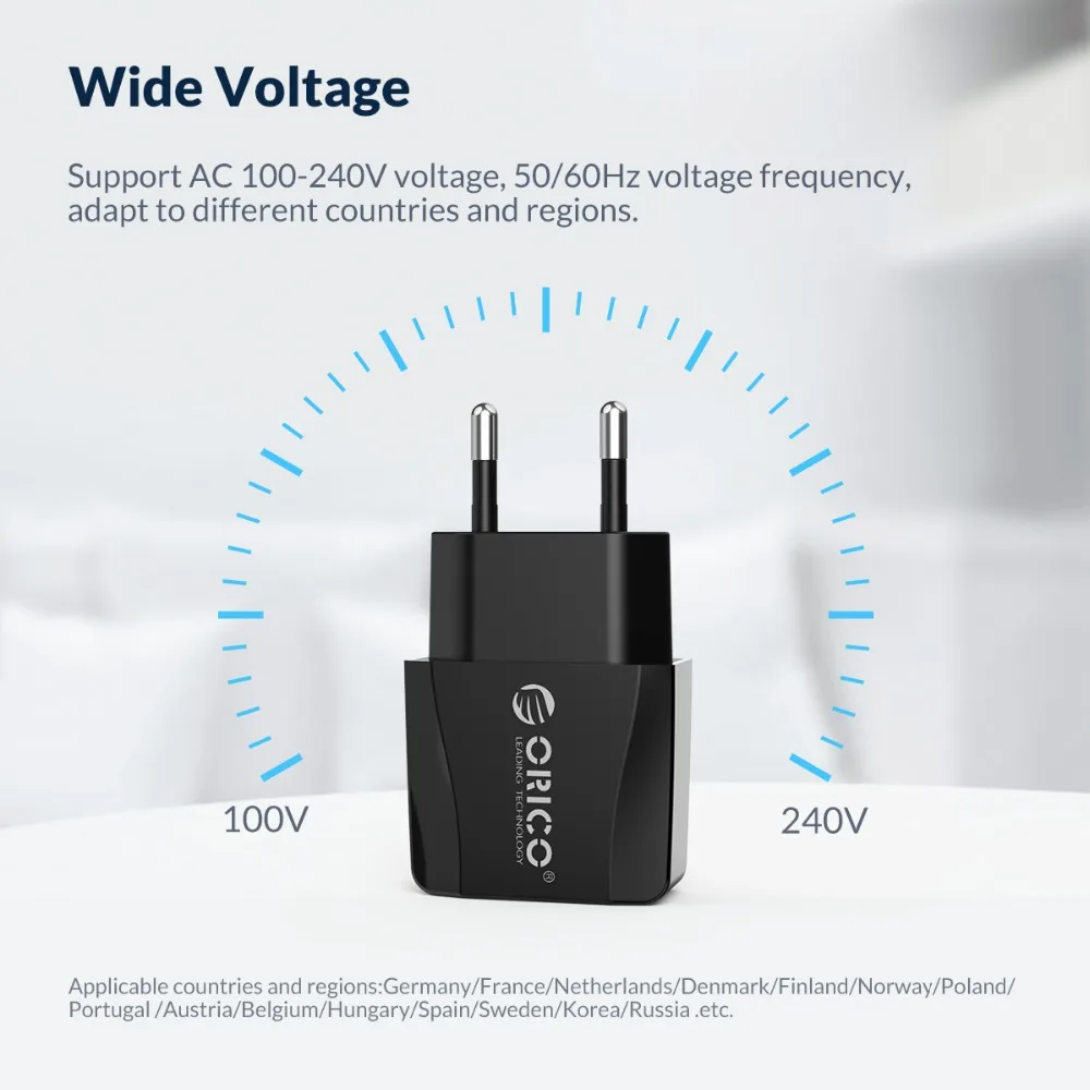 ORICO 5 в 2.1A USB зарядное устройство 2 порта зарядное устройство для iPhone iPad samsung Xiaomi huawei EU зарядное устройство для мобильного телефона
