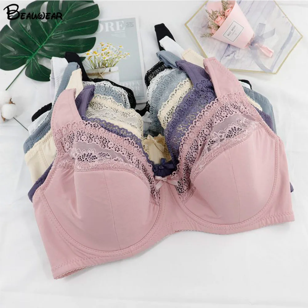Plus Size Lace Bras For Women Lager Sexy Push Up Bra Bralette Comfortable Underwired Underwear Lingerie Tops BH D DD E F G Cup