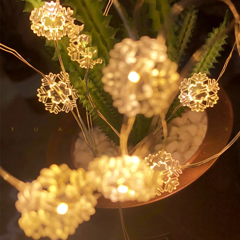 

Snowflake Copper Wire String Lights USB Operated Garland Fairy Led String Lights Mini Christmas Wedding Holiday Party Decor Lamp