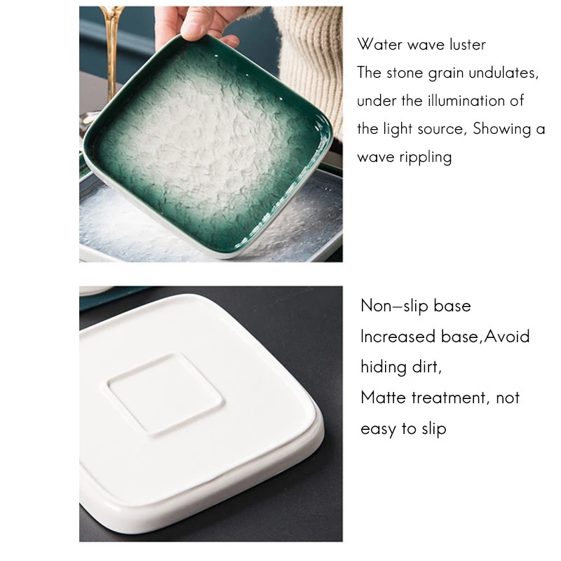 Фарфоровая Квадратная тарелка для десерта и салата с уникальным дизайном