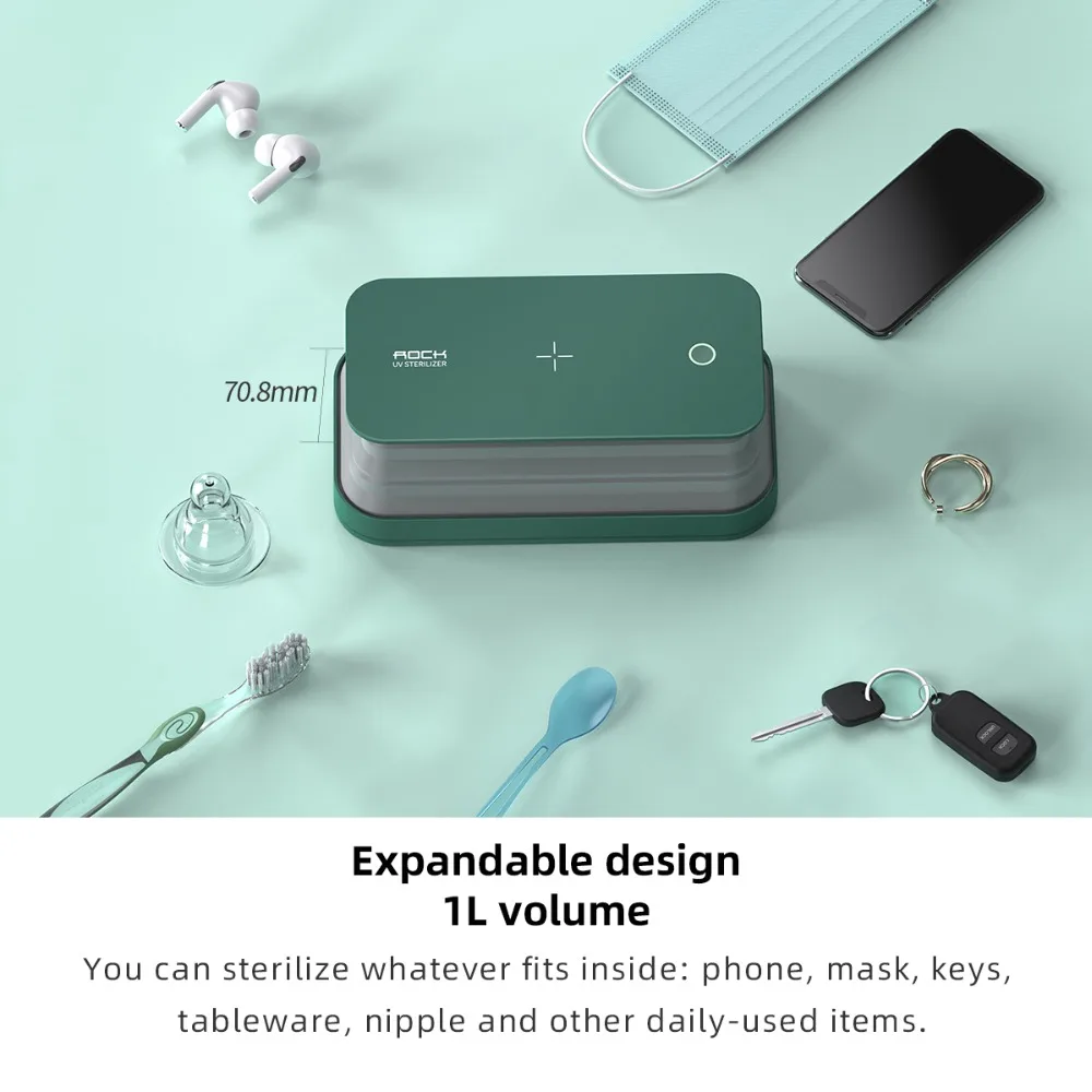 

Nail UV Sterilizer Box Multifunction Ozone Disinfection Portable Nail Art Tools Foldable Phone Makeup Wireless Charging Clean