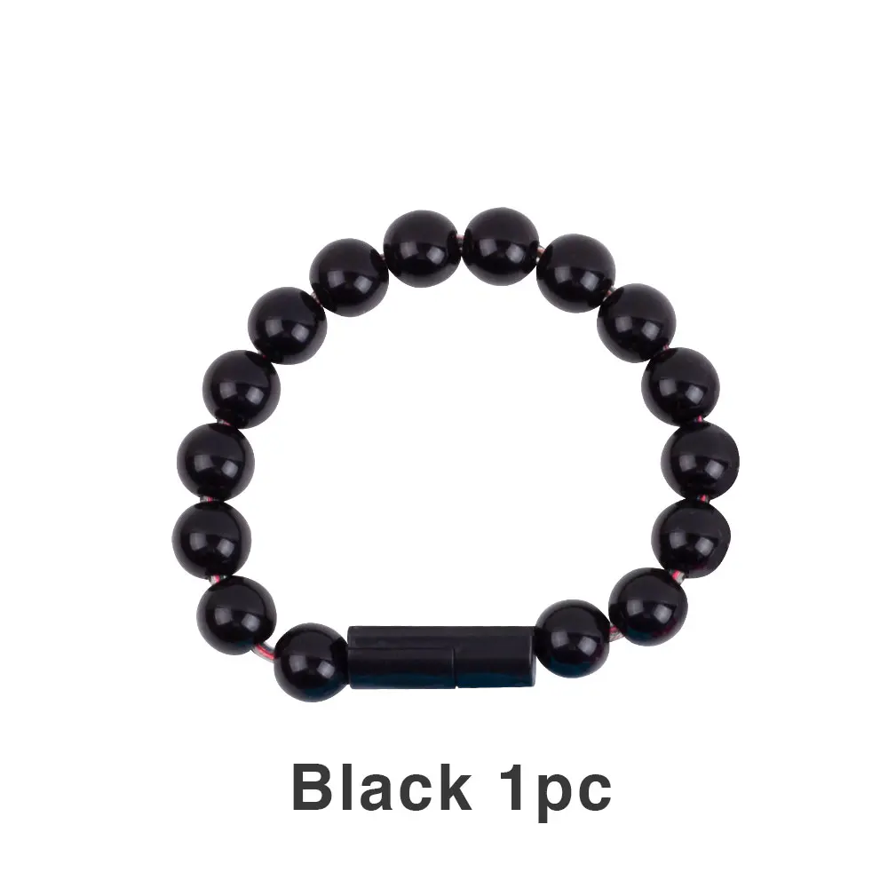 Black 1pc ET носимая usb зарядка браслет бусины зарядный кабель Портативный USB телефон зарядное устройство для iPhone type C Micro USB Android телефоны - Тип штекера: Black 1pc