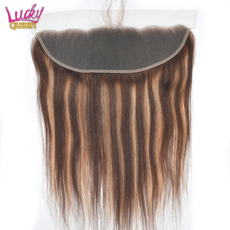 

Highlight Colored 13x4 HD Lace Frontal Brazilian Straight Ear To Ear 13*4 Lace Closure With Baby Hair Lucky Queen Remy Hair