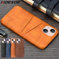 for iphone 13 pro max plain leather skin card slot pc case for iphone xs max xr x 8 7 plus se 2020 shockproof protect hard cover