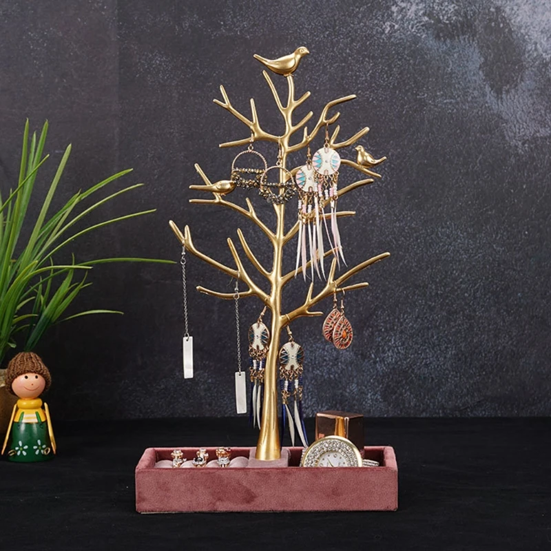 

066C Tree-shaped Jewelry Display Stand Ring Groove Base Hanger Make-up Jewelry Storage Box for ladies and Girls