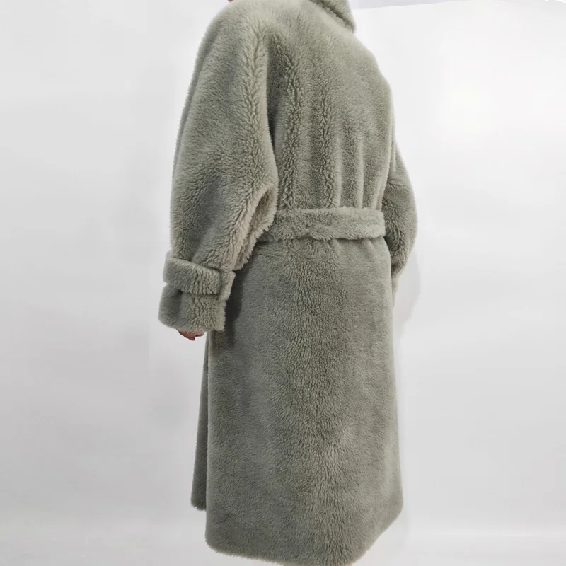 2022 New Fashion Women's Teddy Lazy Wind Jacket in Winter  Long Real Wool Overcoat in Autumn and Winter women coat