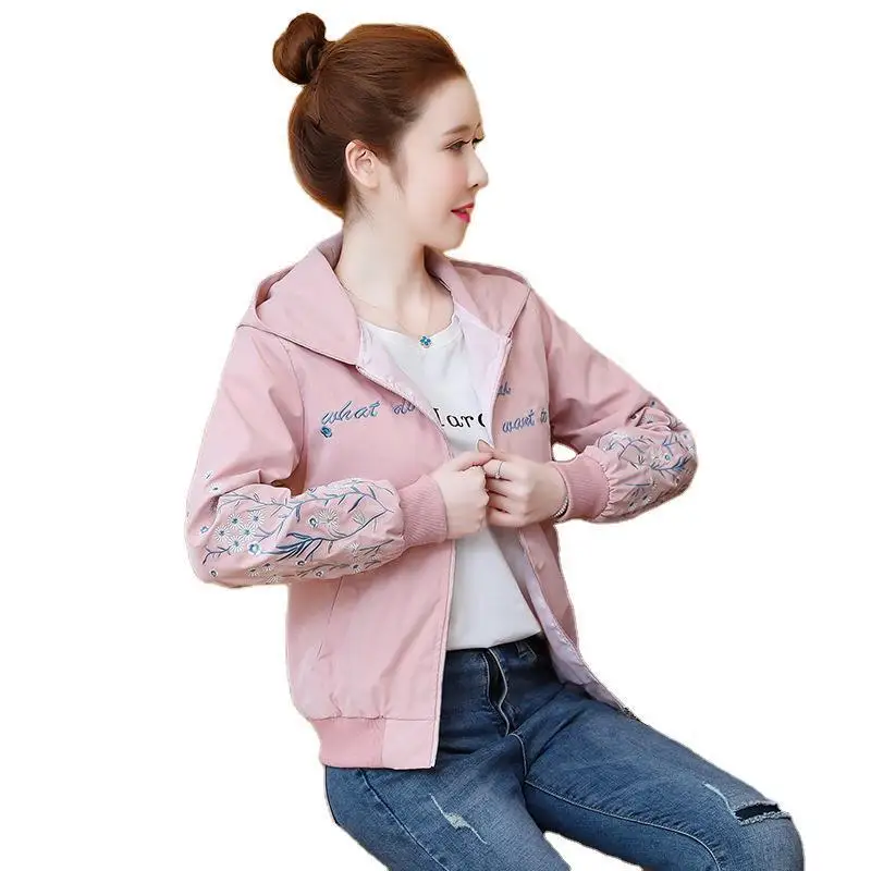 

2020 Autumn New Long-Sleeved Embroidered Hooded Jacket Women Trendy Loose Blouse Cardigan Jacket