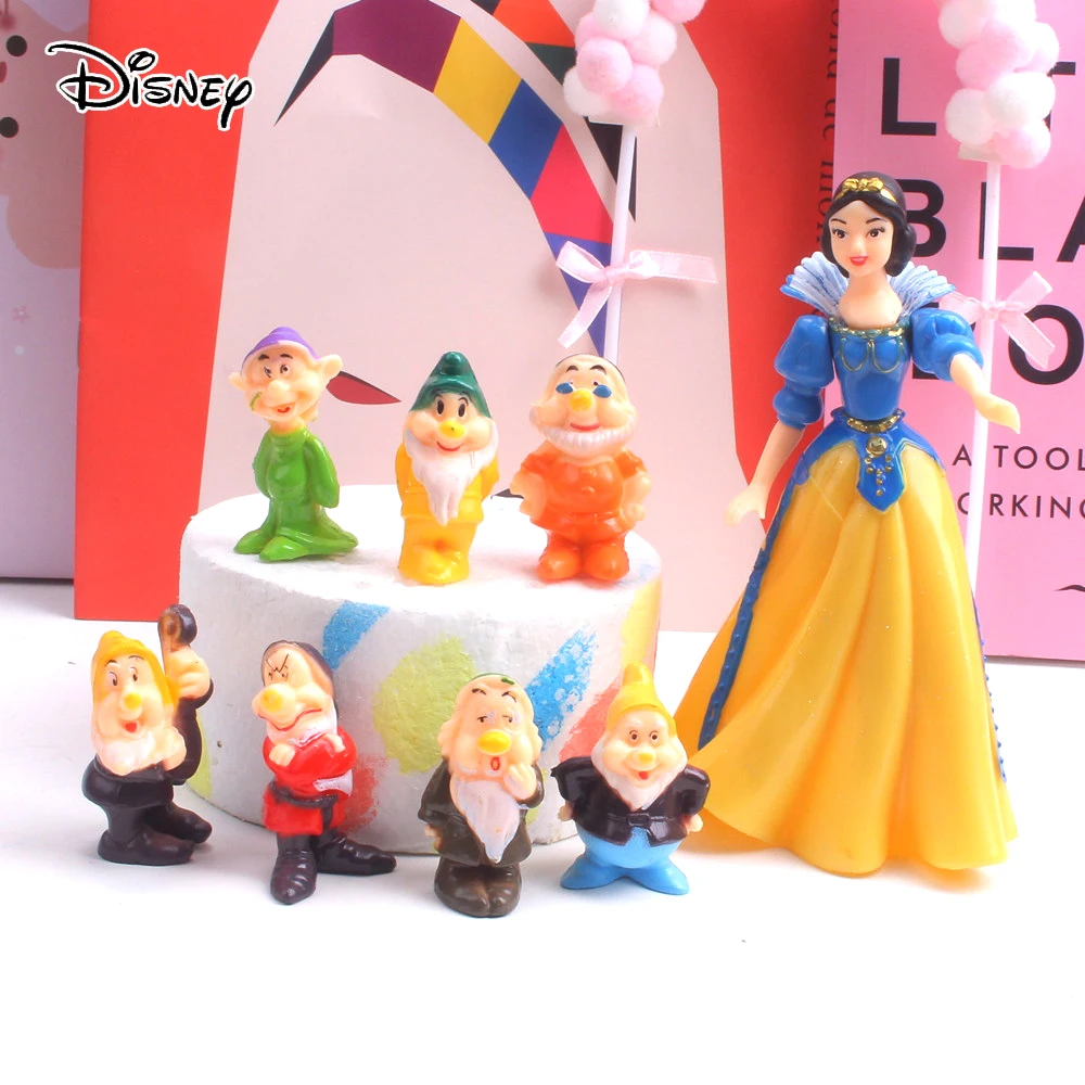 

Disney Princess Snow White And Seven Dwarfs 7 Ornaments Model Doll Toys for Christmas Kids Gift Solid PVC Figure 8pcs\set