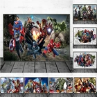 Marvel Мстители аниме постер супергерой Железный человек Человек-паук Халк фотопечать для гостиной офиса Декор квадраты