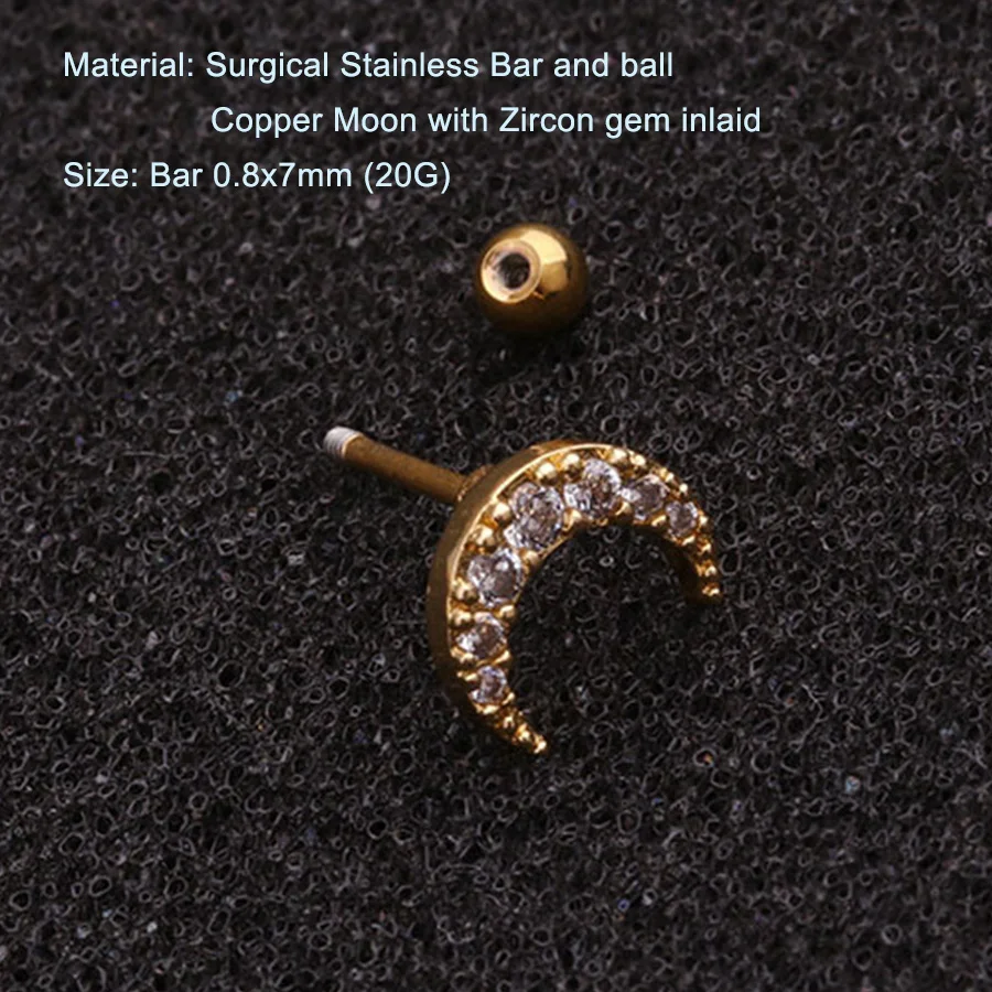 Starose 1 шт. новый модный лунный козелок пирсинг Спираль гвоздик Daith хрящ серьги уха