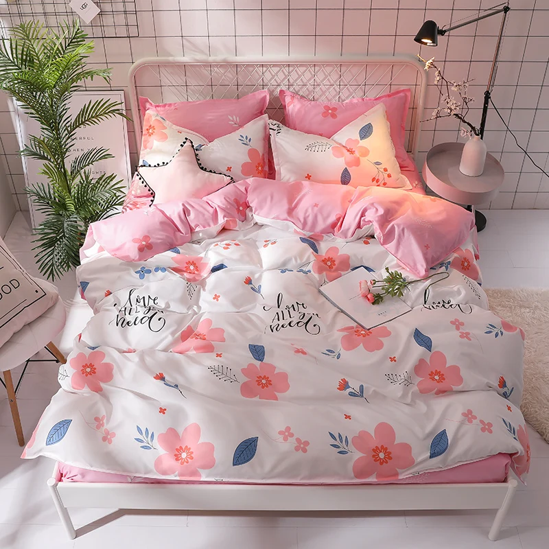Комплект постельного белья King-Size с розовыми цветами 3/4 шт. | Дом и сад
