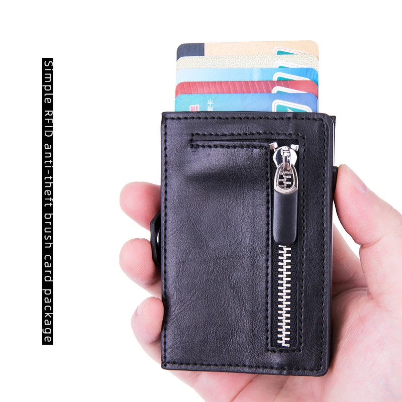YAMBUTO Для мужчин RFID Кнопка Умный кошелек Кредитная Держатель для карт на застежке
