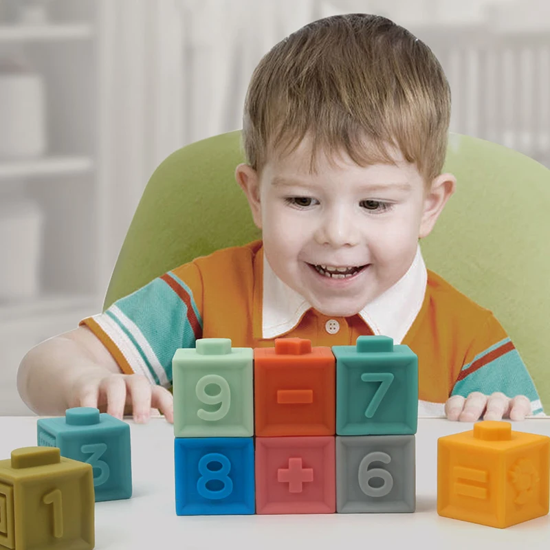 Детские игрушки Монтессори, 13-24 месяцев, мягкие строительные блоки для детей, Детский Прорезыватель для зубов, обучающая математическая игр... от AliExpress WW