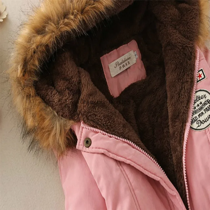 S-3XL Women's Winter Coat Women Fashion Hooded Fur Collar Waist Plus Velvet Thick Warm Long Cotton Clothes | Женская одежда