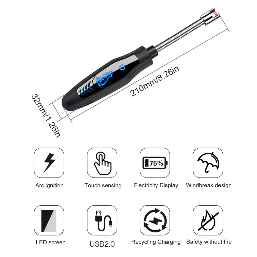 Перезаряжаемая USB кухонная Зажигалка Ветрозащитная Электронная зажигалка