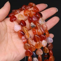 natural red agate heart shaped semi precious stones beaded diy for making jewelry accessories 14mm16pcspiece