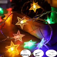 usbbattery 3m5m10m star light led garland fairy string outdoor lamp christmas holiday wedding party lights room decoration