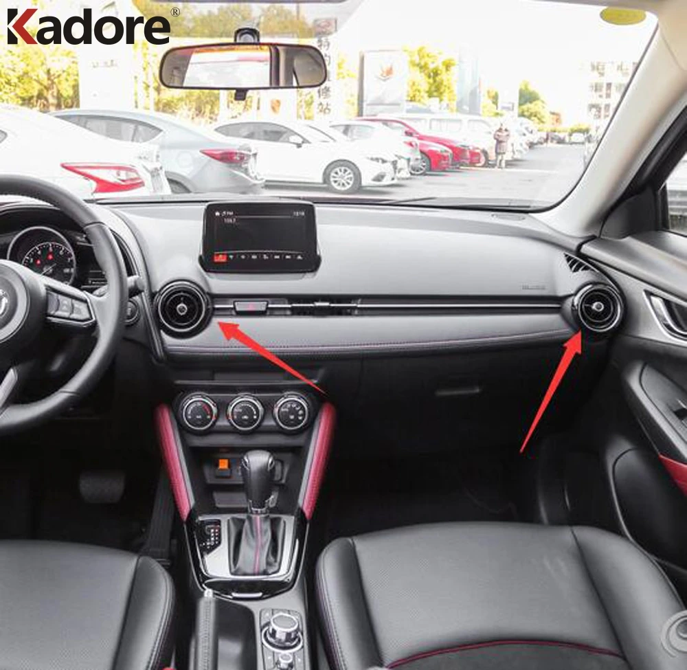 Для Mazda CX-3 CX3 ABS углеродное волокно автомобильный Стайлинг кондиционер вентиляционное отверстие кольцо выхода крышка отделка Аксессуары