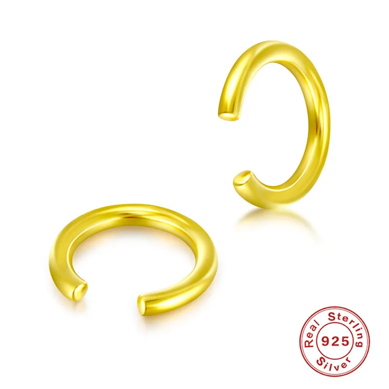 ZS простая круглая Серебряная Ушная манжета 925 пробы для женщин и девочек 2 цвета