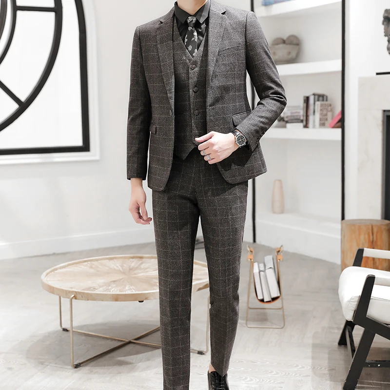 

OIMG Three-piece suit men's casual suit men's suit professional wear Korean Slim