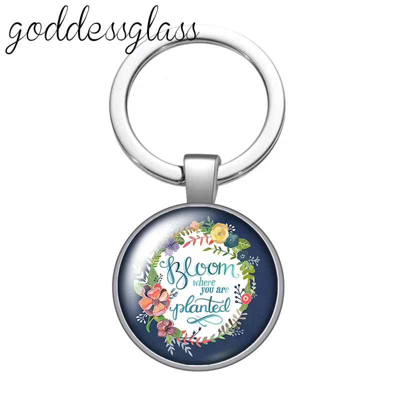 Цветы мультфильм буквы счастливой любви цветение круглый стеклянный брелок с