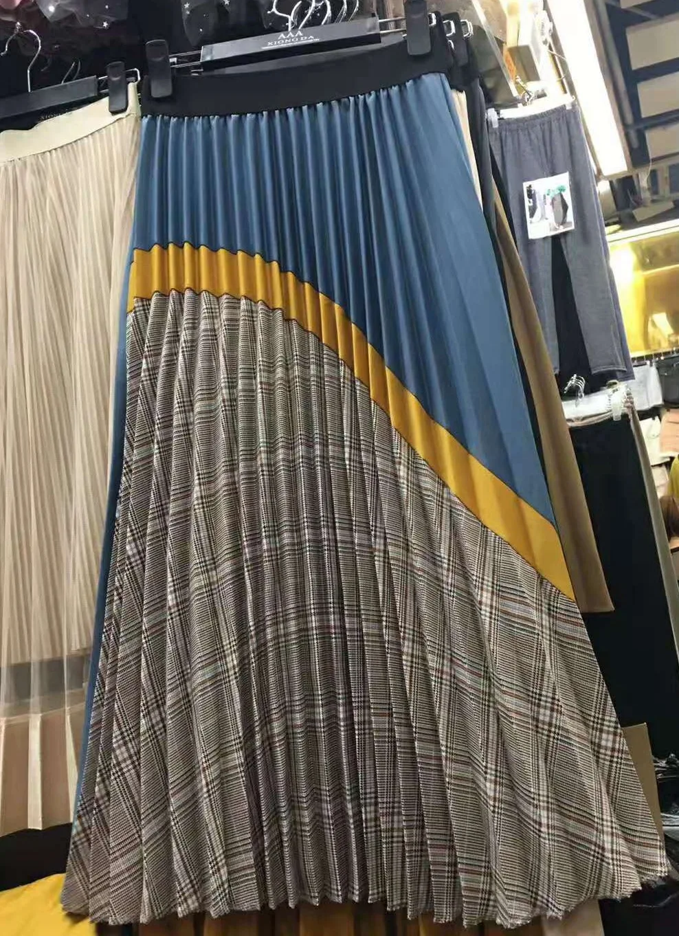 

Joining together new fund 2019 autumn winters tall waist show thin pleated skirts long money women long skirt girl