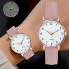 Новинка 2021, женские светящиеся часы, простые цифровые, в стиле ретро, с матовым кожаным покрытием, маленькие, свежие, повседневные, кварцевые часы для женщин
