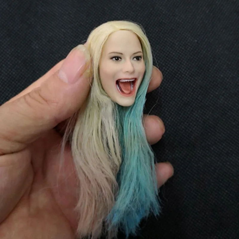 

1/6 Female Smiley Toothy Head Sculpt Asian Beauty Long Hair Head Carving Fit 12'' Action Figure Body