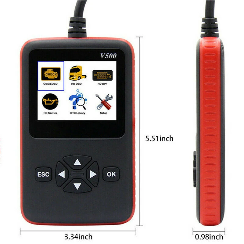 Диагностический сканер 2 в 1 для автомобилей и грузовиков V500 OBD OBD2 диагностический инструмент тяжелых EOBD PK
